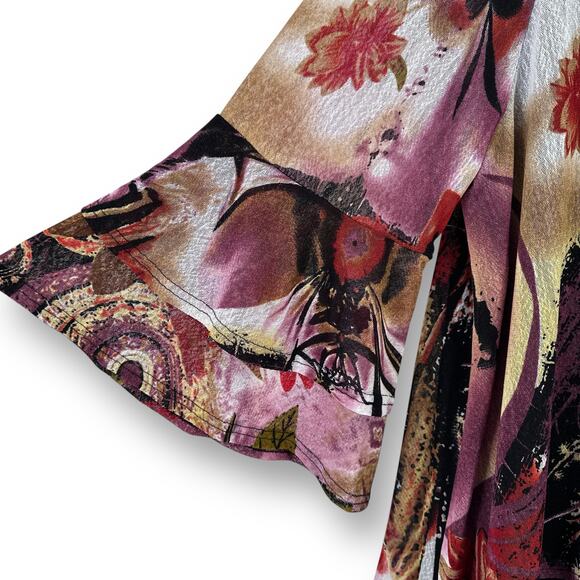 New Calessa Floral Print Mesh Overlay Layered Shirt Womens Plus Sz 3X Lagenlook - Picture 2 of 6